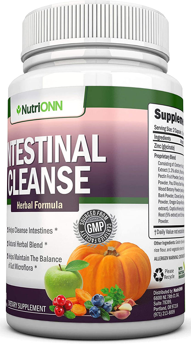 Intestinal Cleanse - All Natural Herbal Detox Formula - Full 10-Day Detox Program - Wormwood, Cranberry, Paul D'Arco, Goldenseal, Garlic, Black Walnut Hull, Echinacea and 10 Other Natural Ingredients