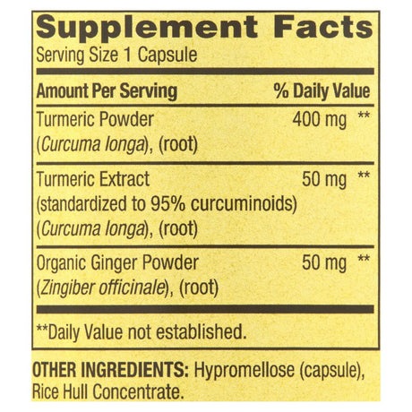 Spring Valley Turmeric Curcumin with Ginger Powder General Wellness Dietary Supplement Vegetarian Capsules, 500 Mg, 250 Count