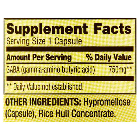 Spring Valley GABA Amino Acid Supplement, 750 Mg, Unflavored, 100 Count