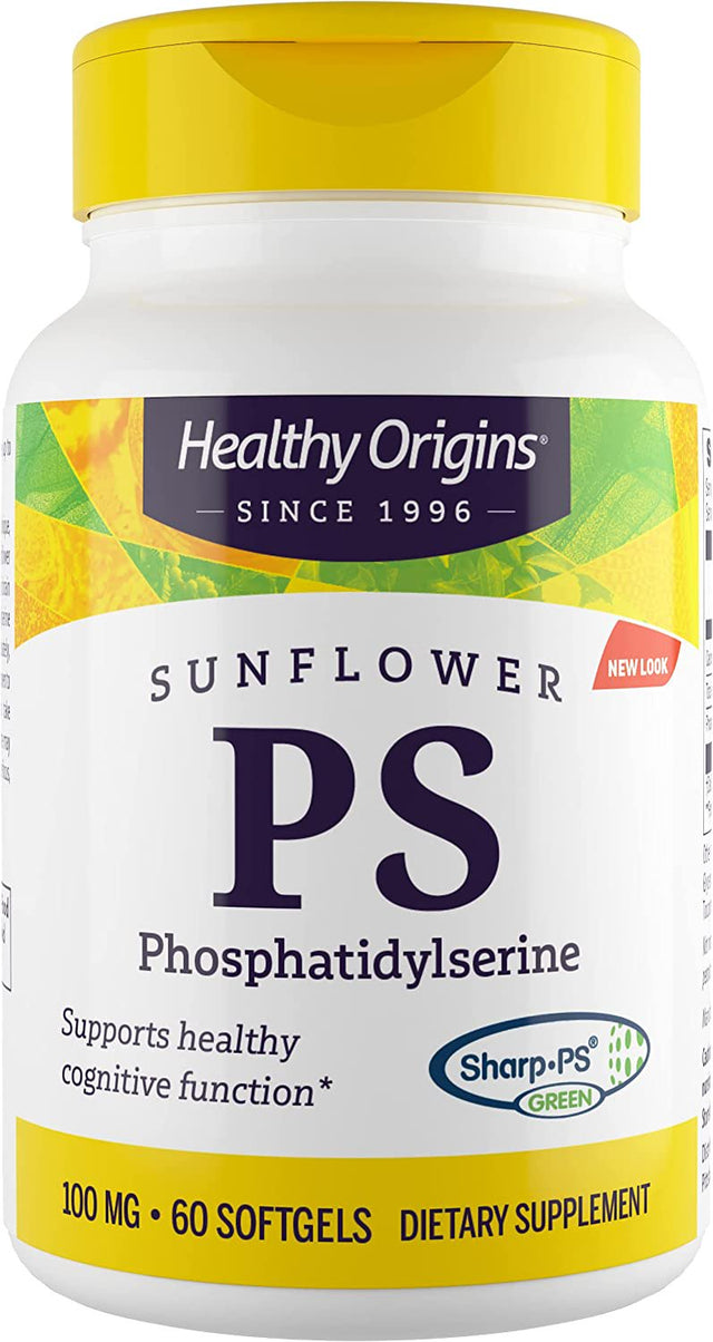 Healthy Origins Sunflower PS 100 Mg (Phosphatidylserine, Soy-Free, Non-Gmo, Gluten Free, Brain Support, Memory Support), 60 Softgels