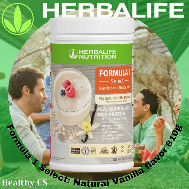 HERBALIFE Formula 1 Select: Nutritional Shake Mix - Natural Vanilla Flavor 810G, Nutrient Dense Healthy Meal or Snack, High Protein, No Artificial Flavor or Sweeteners, NON-GM, Gluten Free, Certified Vegetarian