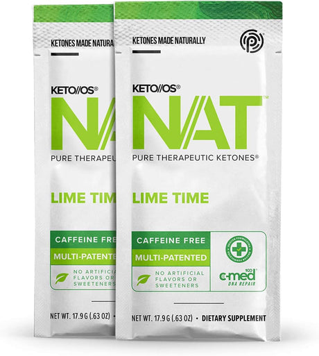 PRÜVIT Keto//Os NAT® Lime Time Keto Supplements – Caffeine Free - Exogenous Ketones - BHB Salts Ketogenic Supplement for Workout Energy Boost for Men and Women (20 Count)