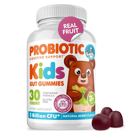 Probiotics for Kids - Berry Flavor Probiotic Gummies - Sugar Free, 2.5 Billion CFU Chewable Gummy Probiotics, Supports Digestive and Immune Health in Children & Adults - 30 Count