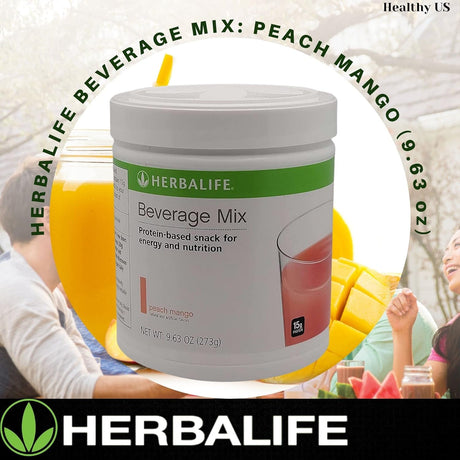 HERBALIFE Beverage Mix: Peach Mango 9.63 Oz.(273G) Protein-Based Snack for Energy and Nutrition, Helps Satisfy Hunger Cravings between Meals, 0 Sugar, Naturally Flavored