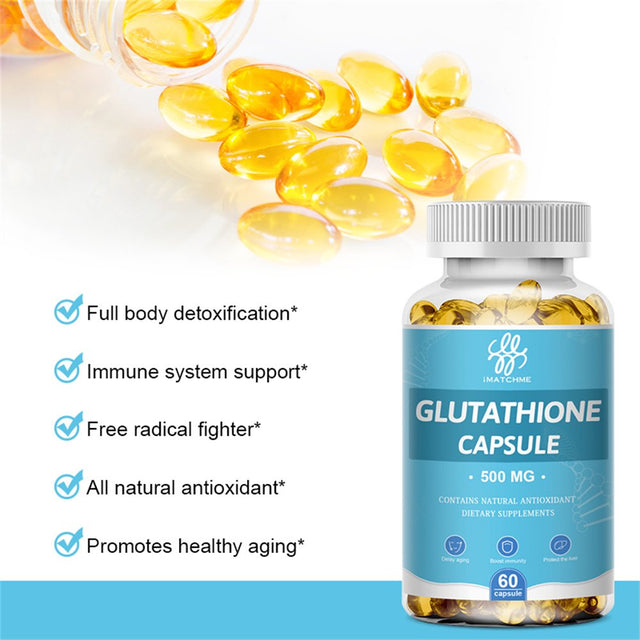 Imatchme Glutathione Antioxidant Supplement 500Mg for Skin and Liver Support, 120 Capsules