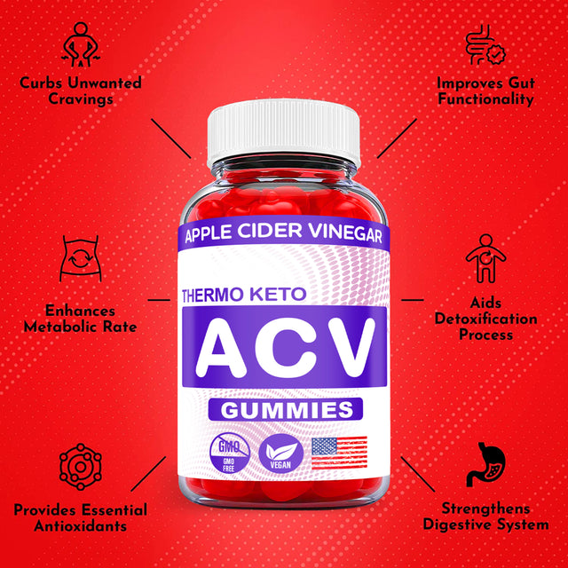 (5 Pack) Thermo Keto ACV Gummies - Supplement for Weight Loss - Energy & Focus Boosting Dietary Supplements for Weight Management & Metabolism - Fat Burn - 300 Gummies