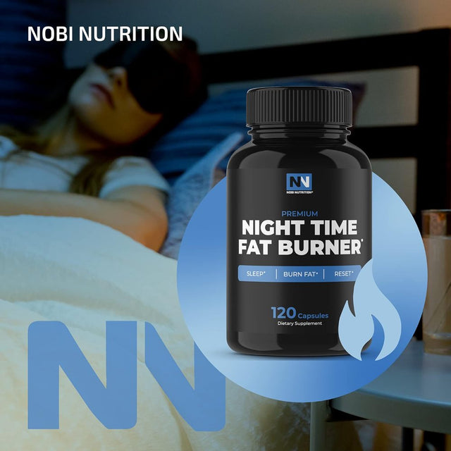 Nobi Nutrition Night Time Hunger Suppressant & Weight Loss Support Supplements for Women & Men | Burn Belly Fat Support Metabolism & Fall Asleep Fast | 120Ct