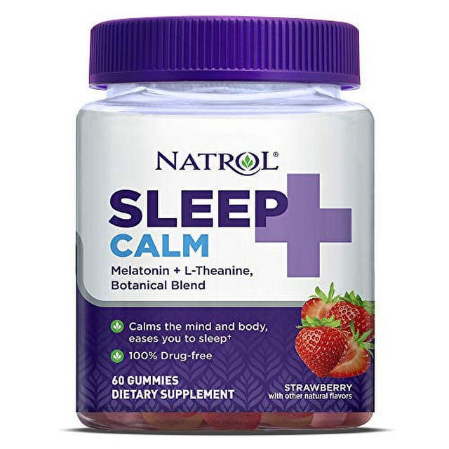 Natrol Sleep plus Calm, Melatonin and L-Theanine Botancial Blend Gummies, 60 Count, 6 Pack