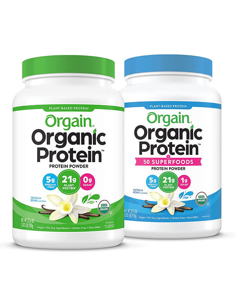 Orgain Organic Vegan & Organic Protein + Superfoods Powders, Vanilla Bean Flavors - Plant Based Protein, Gluten Free