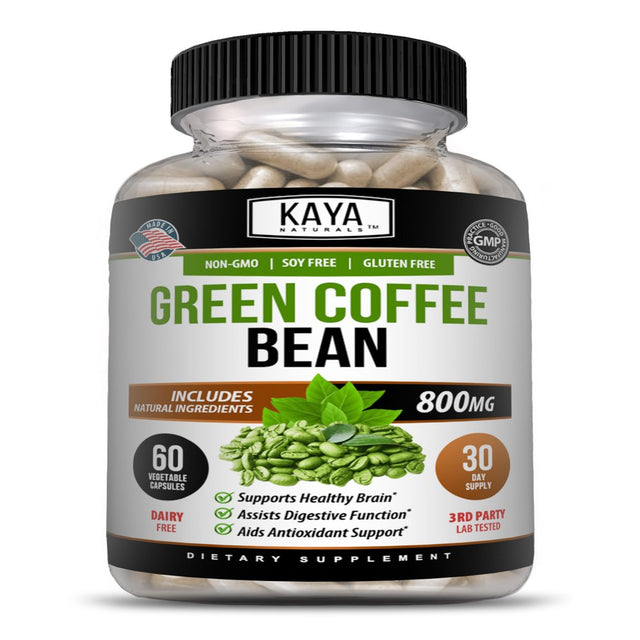 Kaya Naturals Green Coffee Bean 60Ct - Weight Management, Antioxidant, Blood Pressure Support- 800Mg