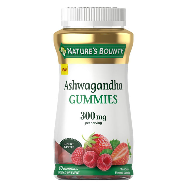 Nature’S Bounty Ashwagandha Gummies, 300Mg KSM-66 Ashwagandha Extract, Mixed Berry, 60 Gummies