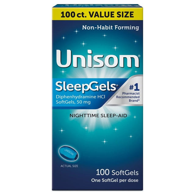 Unisom Sleepgels Softgels, Sleep-Aid, Diphenhydramine HCI, 100 Ct