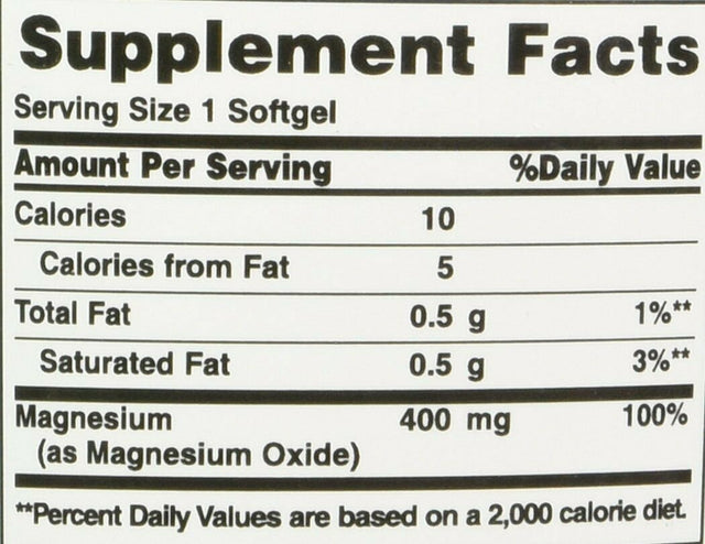 Nature'S Bounty Magnesium Supplements, 400 Mg Gels, Unflavored, 75 Count