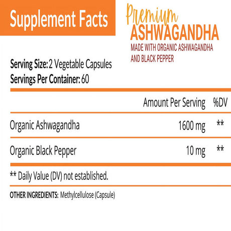 Nutriflair Organic Ashwagandha Root Powder 1950Mg, 180 Capsules - with Organic Black Pepper - Pure USDA Certified Ashwagandha Capsules - Mood Support, Stress and Anxiety Relief - Non-Gmo