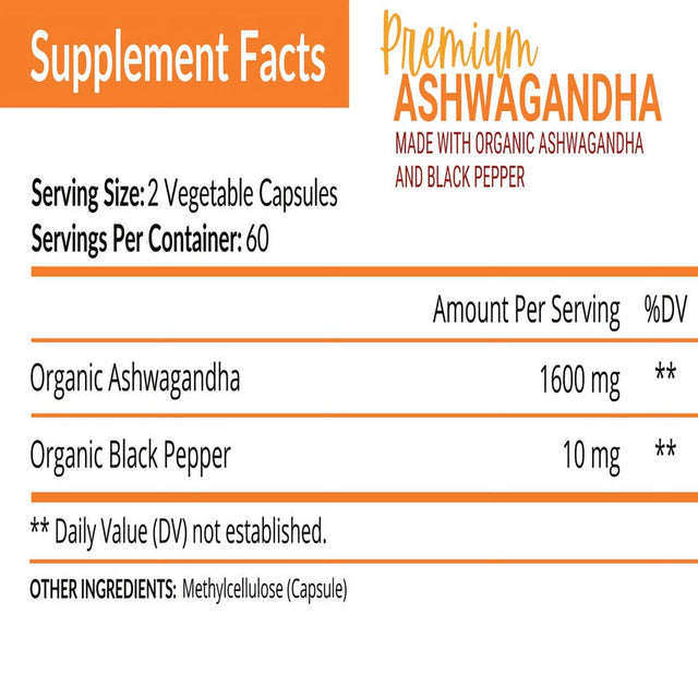 Nutriflair Organic Ashwagandha Root Powder 1950Mg, 180 Capsules - with Organic Black Pepper - Pure USDA Certified Ashwagandha Capsules - Mood Support, Stress and Anxiety Relief - Non-Gmo