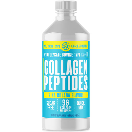 Collagen Peptides Hydrolyzed Liquid Concentrate 9000Mg Hair, Skin, Nail Health Supplement Sugar Free Vitamin C 16 Oz