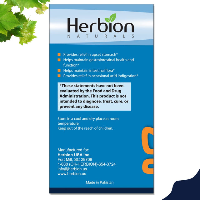 Herbion Naturals Gastro-Intestinal Support Herbal Blend for Upset Stomach Relief, Gastrointestinal Health and Function, Occasional Acid Indigestion, Healthy Intestinal Flora, 60 Vegicaps