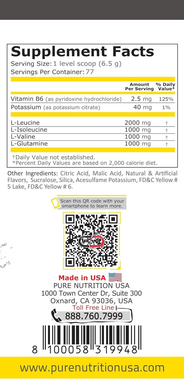 BCAA BLAST Powder 5000Mg Supplement 2 1 1 Ratio Branched Chain Amino Acids 500G 250G 38 77 Servings Leucine Isoleucine Valine Glutamine Optimum Muscle Recovery Intra Pre Workout Energy Hydration Drink