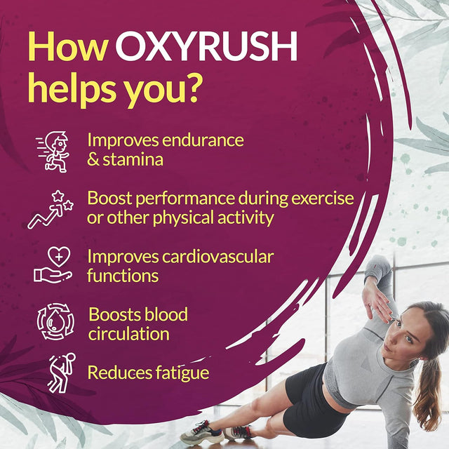 Oxyrush Nitric Oxide Booster Patented Formula Made from Red Spinach, 900Mg, 60Ct, for Endurance, Stamina and Heart Health.