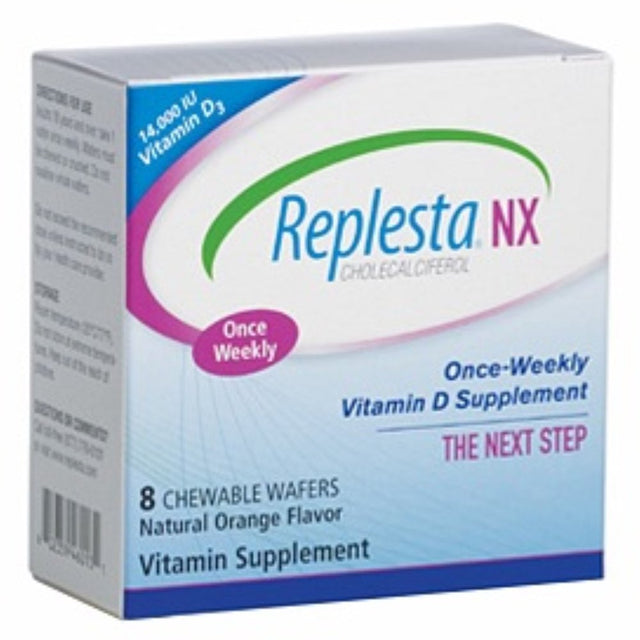 Replesta NX 14,000 IU Vitamin D3 Cholecalciferol Vitamin D Deficiency Once-Weekly Chewable Wafer, Non-Gmo, Natural Orange Flavor, 8 Tablets