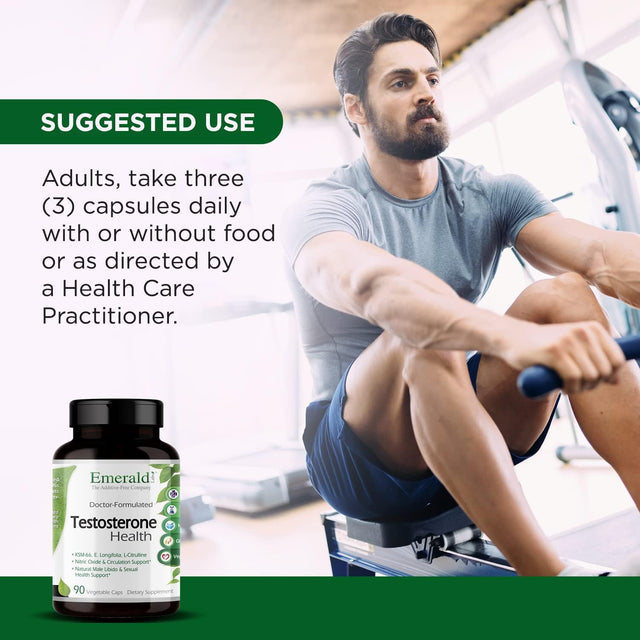 Emerald Labs Testosterone Health - Dietary Supplement with Eurycoma Longifolia, L-Citrulline, and Ashwagandha for Overall Circulatory and Sexual Health - 90 Vegetable Capsules