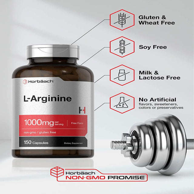 L Arginine 1000Mg | 150 Capsules | Free Form | by Horbaach