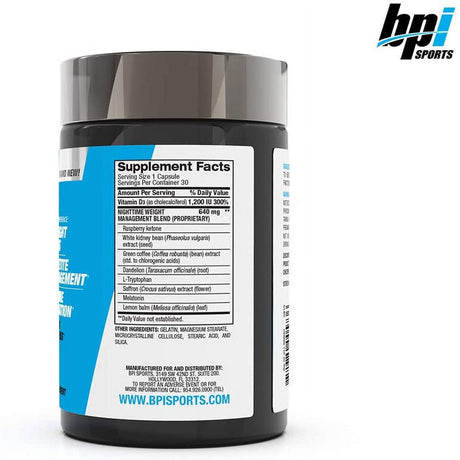 BPI Sports Nite Burn Weight Loss Fat Burner & Sleep Support Supplement, 30Srv