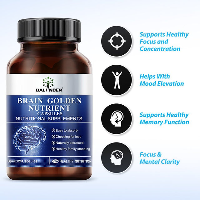 BALINCER Brain Tonic Enhances DHA Memory in the Brains of Students, Children, and Adolescents. Genuine Non Fish Oil 60/120 Capsules