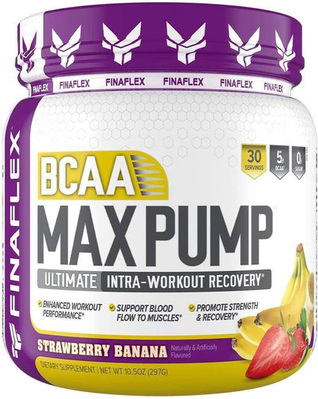 FINAFLEX BCAA MAX Pump, Strawberry Banana - 10.4 Oz - Promotes Strength, Performance & Recovery - with 2:1:1 Ratio of Leucine, Isoleucine & Valine + Betaine Anhydrous - 30 Servings