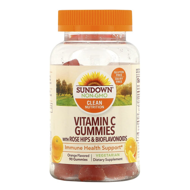 Sundown Naturals, Vitamin C Gummies with Rose Hips Bioflavonoids, Orange Flavored, 90 Gummies