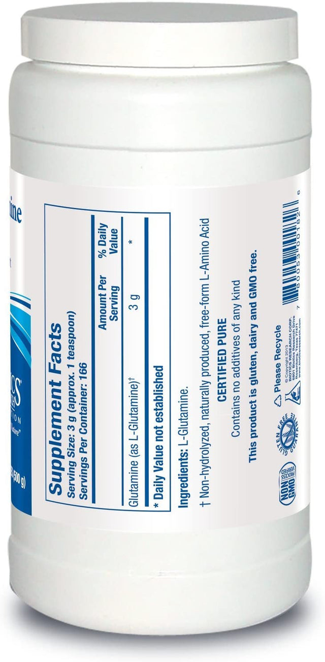 BIOTICS Research L Glutamine Powder Powdered Formula, 3 Serving, Gastrointestinal Health, Gut Lining Support, Muscle Repair, Lean Muscle, Antioxidant Activity. 17.9 Ounces 500Grams 166 Servings