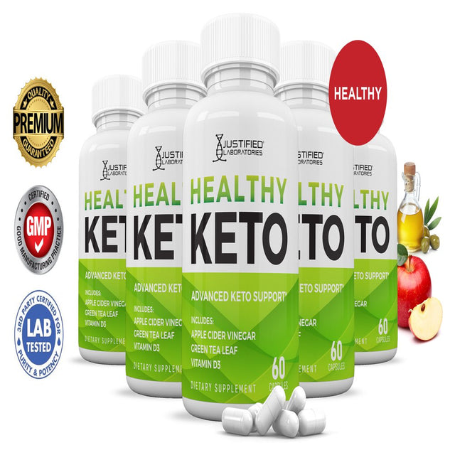 (5 Pack) Healthy Keto ACV Pills 1275Mg Dietary Supplement 300 Capsules