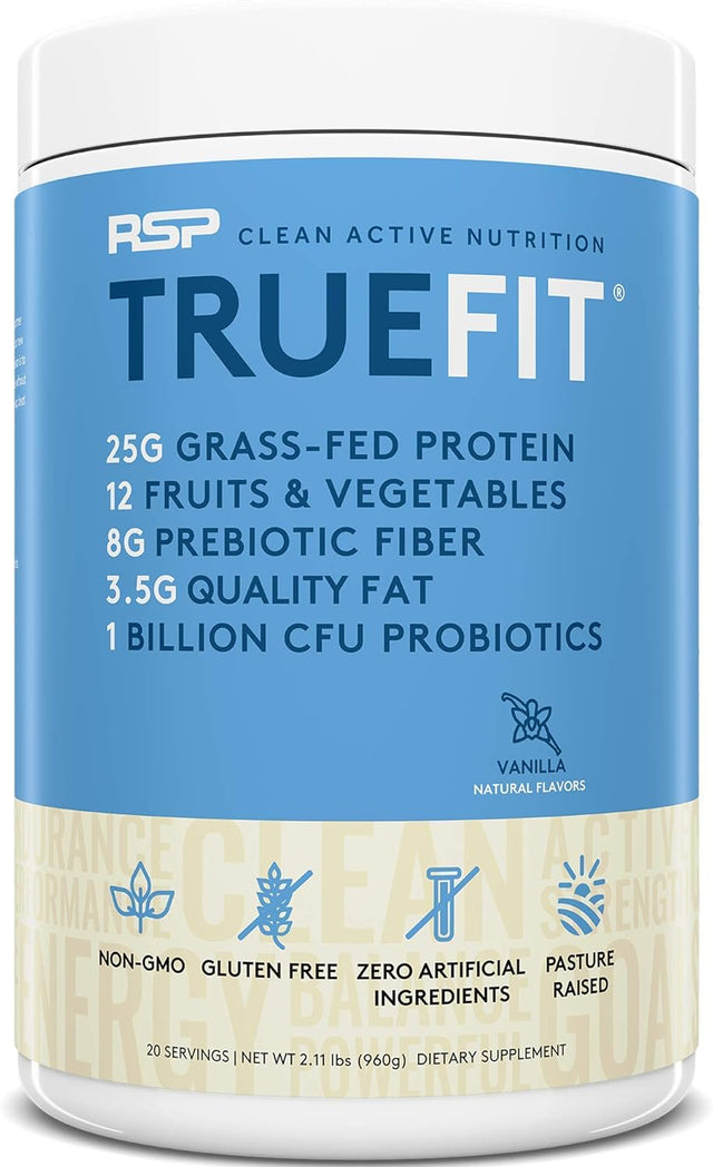 RSP NUTRITION Truefit Protein Powder (Vanilla 2 LB) with Aminolean Pre Workout Energy (Pink Lemonade 30 Servings)