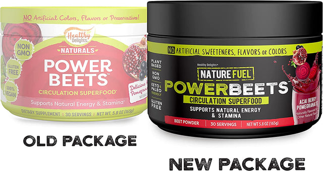 Healthy Delights Nature Fuel Power Beets - Super Concentrated Non-Gmo Beet Juice Powder for Boost Energy - Delicious Acai Berry Pomegranate Flavor - 30 Servings - Pantry Friendly