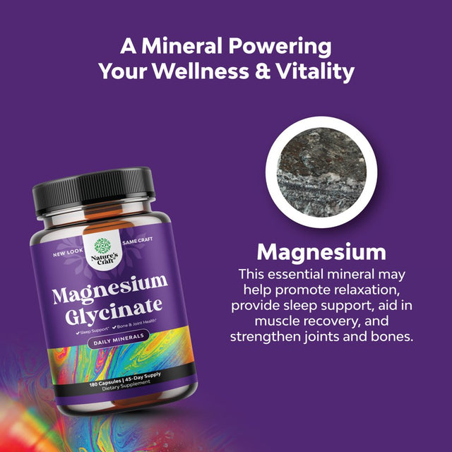 Pure Magnesium Glycinate Capsules for Adults - High Absorption Chelated Magnesium Glycinate for Women and Men Natural Sleep Support Immunity & Bone Health with 400Mg per Serving Elemental Magnesium