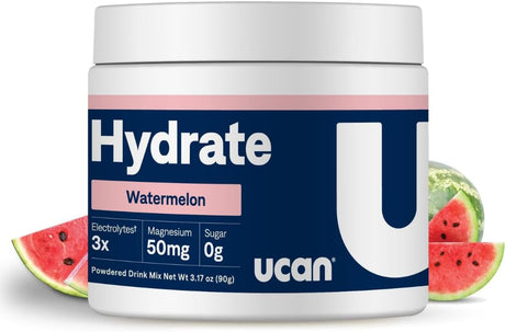 UCAN Hydrate Electrolyte Drink Mix, Watermelon, Sugar-Free Hydration Powder, Keto, Non-Gmo, Vegan, All Natural, Gluten-Free, 30 Servings (3.15 Ounces)