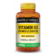 Mason Natural Vitamin D3 25 Mcg (1000 IU) - Supports Overall Health, Strengthens Bones and Muscles, from Fish Liver Oil, 120 Softgels