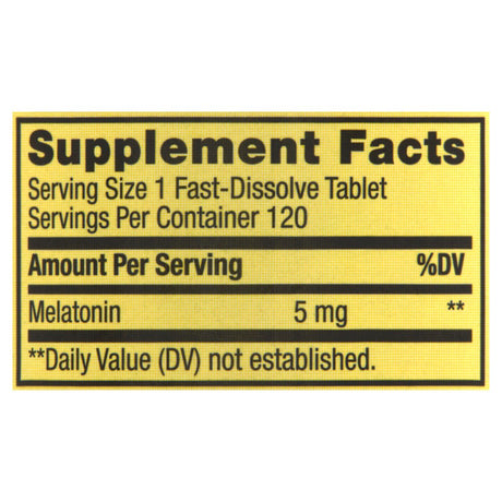 Spring Valley Melatonin Sleep Health Dietary Supplement Fast-Dissolve Tablets, Strawberry, 5 Mg, 120 Count