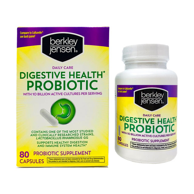 Berkley Jensen Daily Care Digestive Health Probiotic Supplement Capsules, 80 Ct.