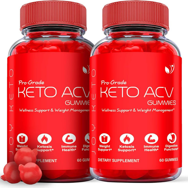 (2 Pack) Joy Keto Pro Grade Keto ACV Gummies - Apple Cider Vinegar Supplement for Weight Loss - Energy & Focus Boosting Dietary Supplements for Weight Management & Metabolism - Fat Burn - 120 Gummies