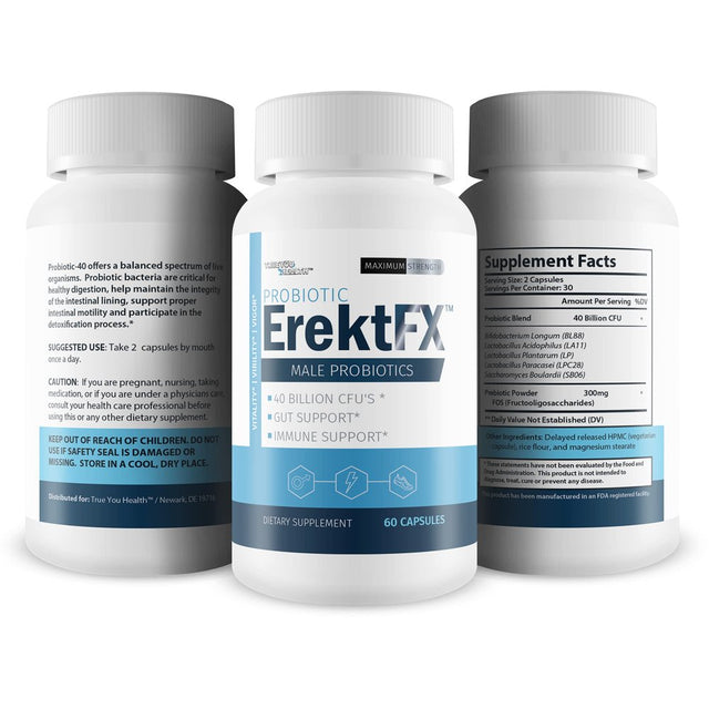 Probiotic Erektfx - Male Probiotics - Lift Your Gut Health to Support Your Overall Mind & Body - over 40 Billion Cfu’S of Probiotics Formulated for Men - Support Improved Overall Health