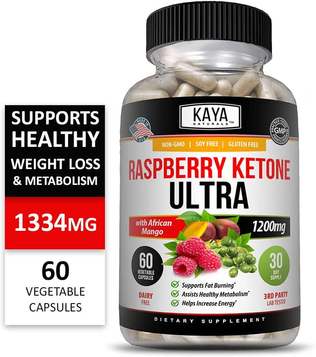 Kaya Naturals Keto Diet Raspberry Ketone - Weight Loss Supplement, Appetite Control, Boost Metabolism - 60 Count