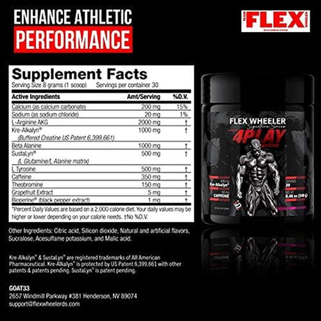 Signature Series 4Play, Preworkout Supplement Powder for Weight Loss, Energy Booster with Kre-Alkalyn Creatine Monohydrate, Caffeine, Strength & Muscle Builder (30 Serving, Strawberry)