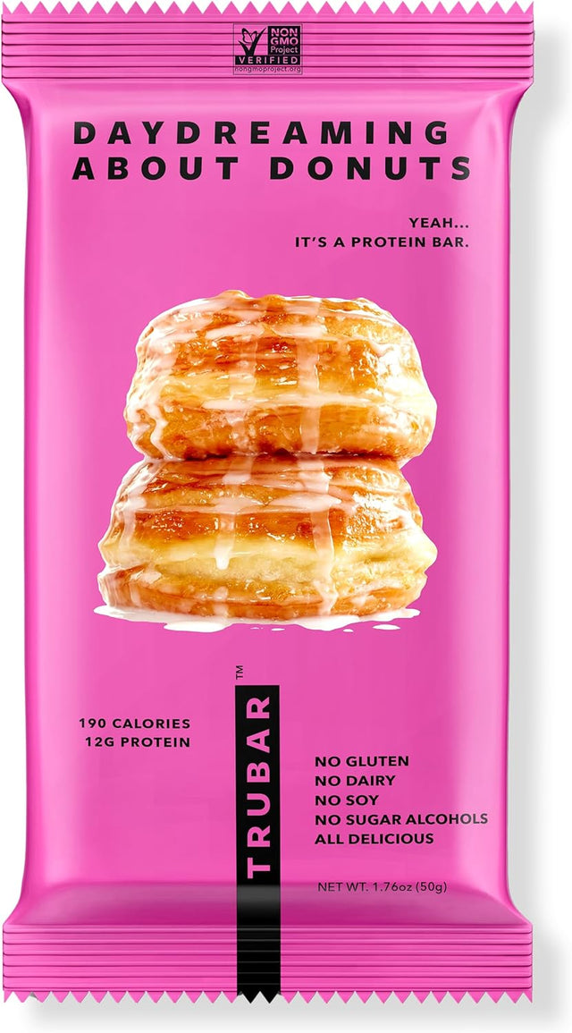 TRUBAR Vegan Protein Bars - Soy Free, Dairy Free, Gluten Free Protein Bars - No Sugar Alcohols - Non-Gmo - 12G of Protein - Daydreaming about Donuts - 12 Count