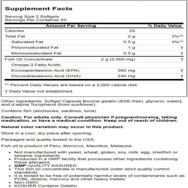 NOW Supplements, Omega-3 180 EPA / 120 DHA, Molecularly Distilled, Cardiovascular Support, 100 Softgels