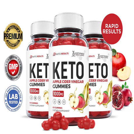 (3 Pack) Rapid Results Keto ACV Gummies 1000MG Dietary Supplement 180 Gummys