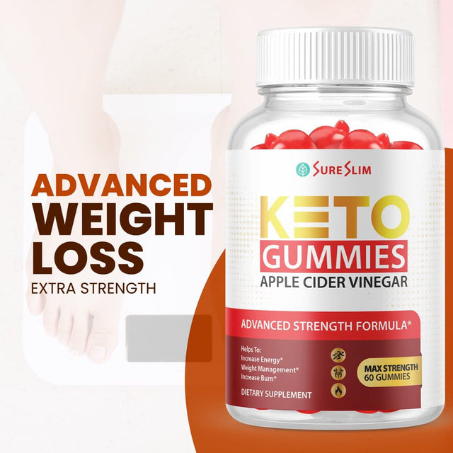 (3 Pack) Sure Slim Keto ACV Gummies - Supplement for Weight Loss - Energy & Focus Boosting Dietary Supplements for Weight Management & Metabolism - Fat Burn - 180 Gummies