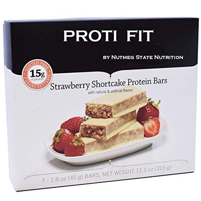 Proti Fit Protein Bar - Strawberry Shortcake Bar - 15G - Low Carb - Low Calorie - Weight Loss Snack Bar for Healthy Diets, Hunger Control, Appetite Suppressant,7 Count (1.6 OZ NET WEIGHT 11.1 OZ)