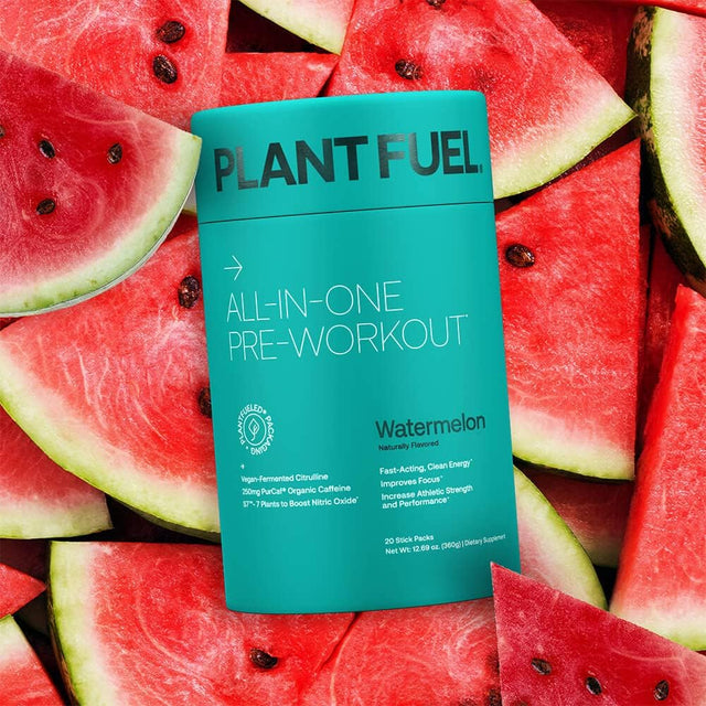 Vegan All-In-One Pre-Workout Fast-Acting, Clean Plant Based Energy, Featuring 3D Pump with Purcaf Organic Caffeine (20 Servings) – Watermelon