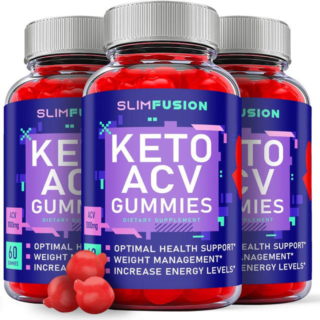 (3 Pack) Slim Fusion Keto ACV Gummies - Apple Cider Vinegar Supplement for Weight Loss - Energy & Focus Boosting Dietary Supplements for Weight Management & Metabolism - Fat Burn - 180 Gummies